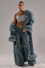 MOXIE FUR TRIM DENIM TRENCH