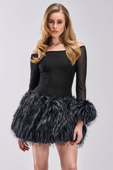 KELYN CALLED FUR MINI DRESS