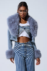 GISELE CROP DENIM BLAZER
