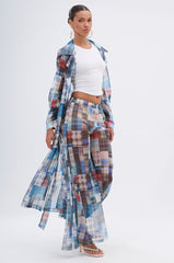 LIVING THE LIFE PLAID MESH PALAZZO PANT