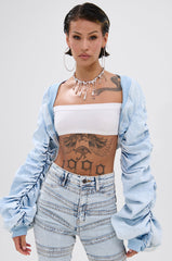 DANI RUCHED DENIM BOLERO