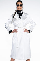 FOXY WHITE SATIN TRENCH