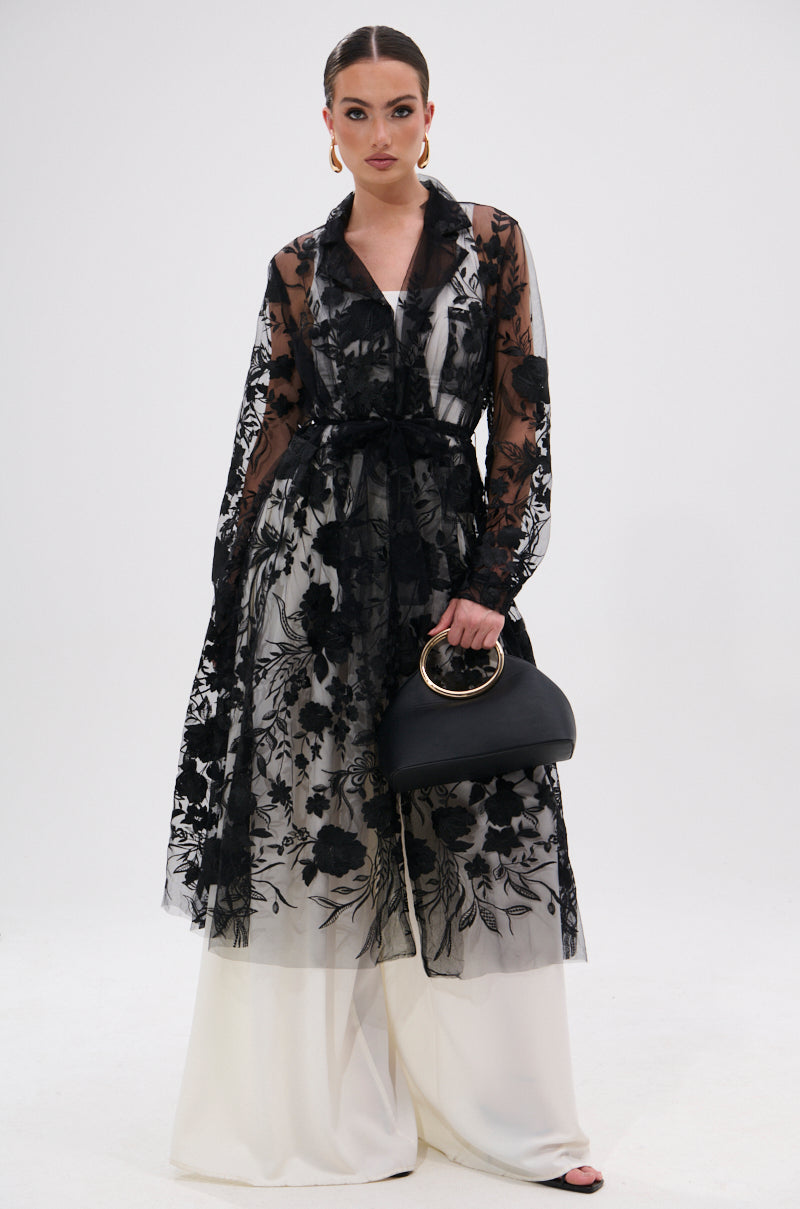 IN BLOOM SHEER TRENCH IN BLACK