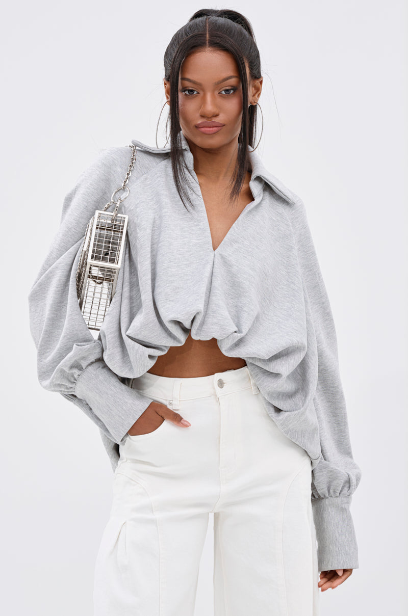 NEW RULES HIGH LOW BLOUSE IN GREY