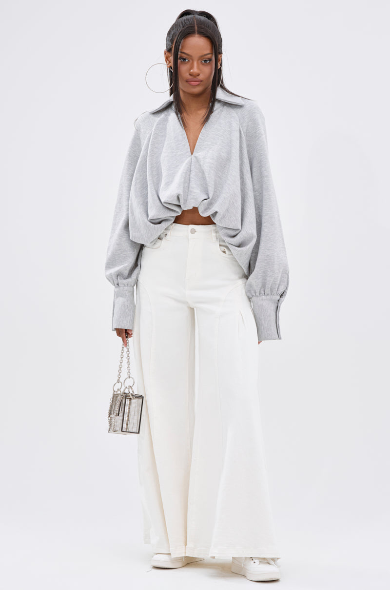 NEW RULES HIGH LOW BLOUSE IN GREY