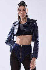 HARLEY LUXE ULTRA CROP MOTO IN NAVY