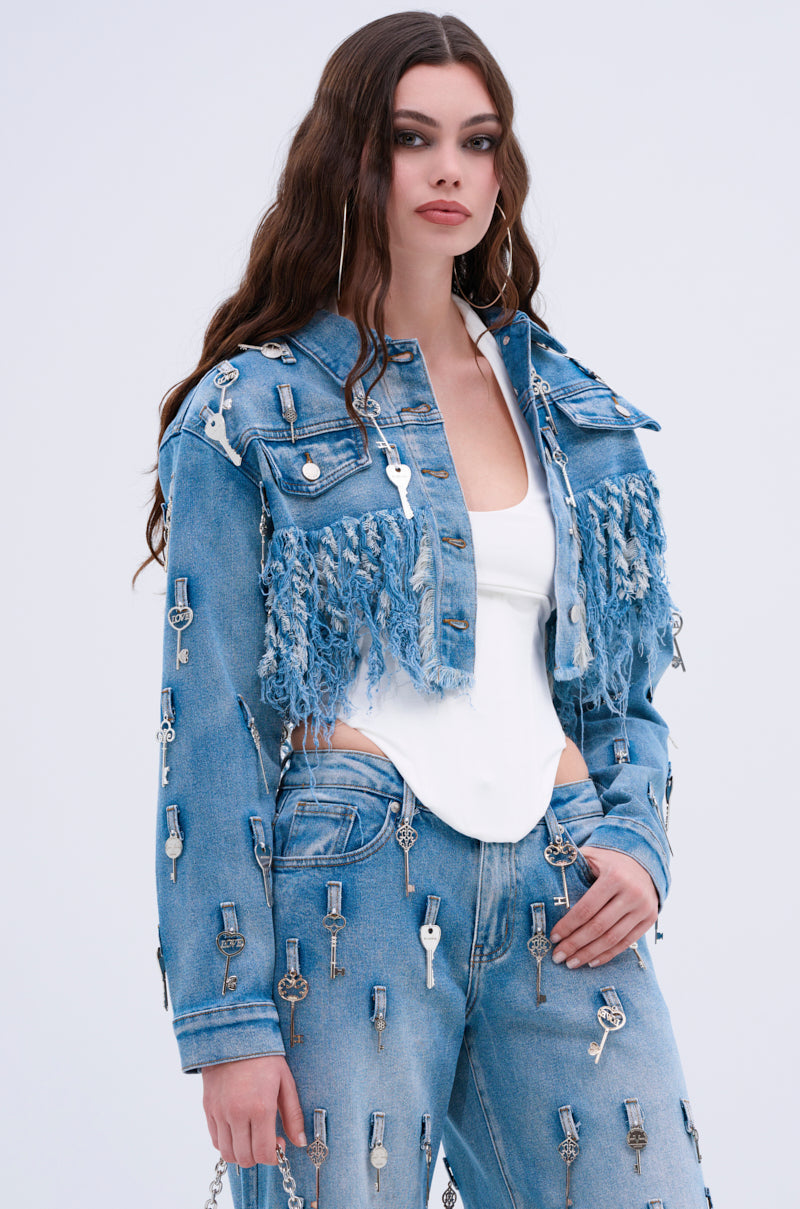 KEY TO THE CITY CROPPED DENIM JACKET