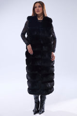 JENNY LIN FAUX FUR MAXI VEST IN BLACK
