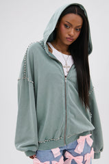 HAND MADE ZIP UP SWEATSHIRT