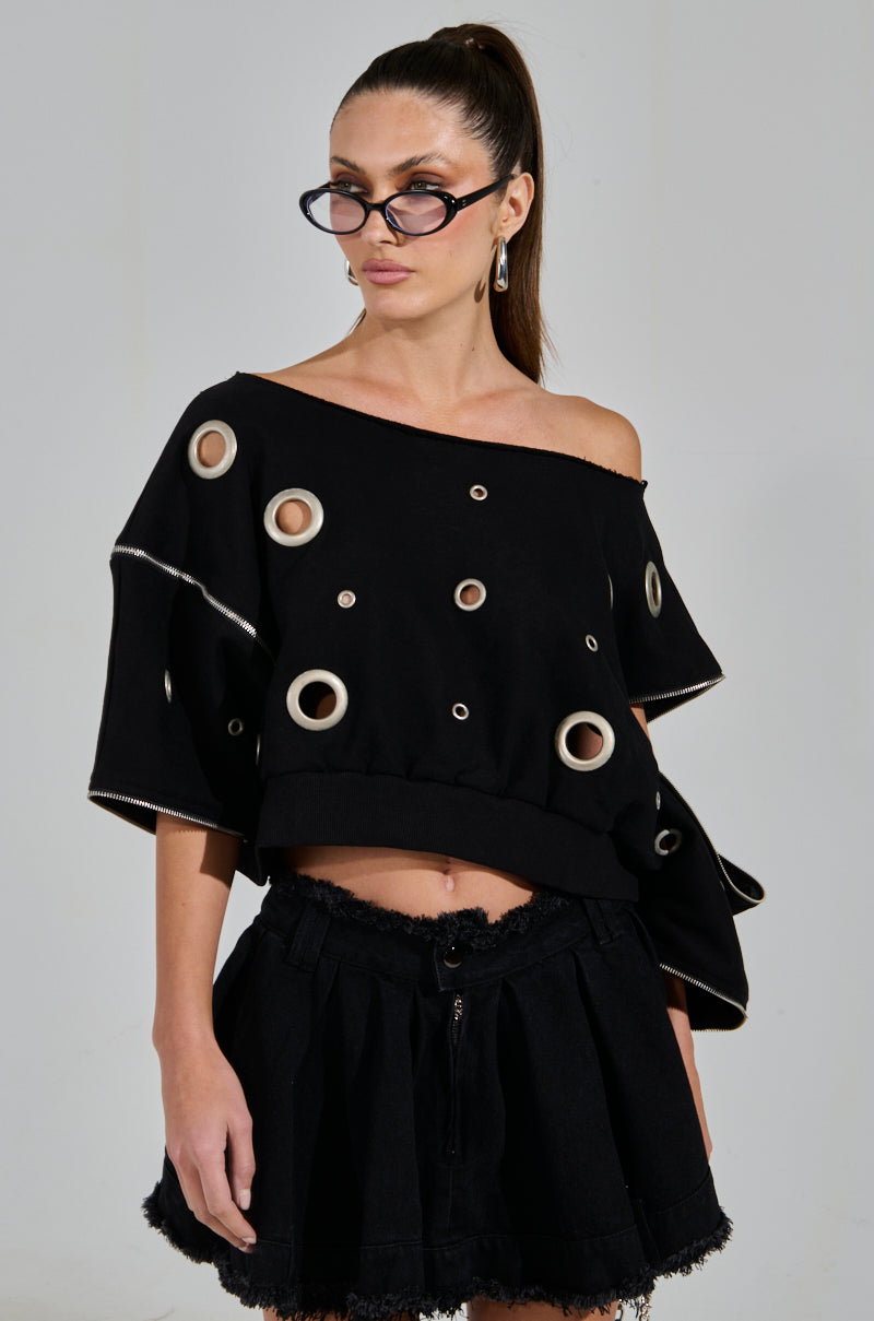 DREAMS VINTAGE ZIPPER DETAIL SWEATSHIRT