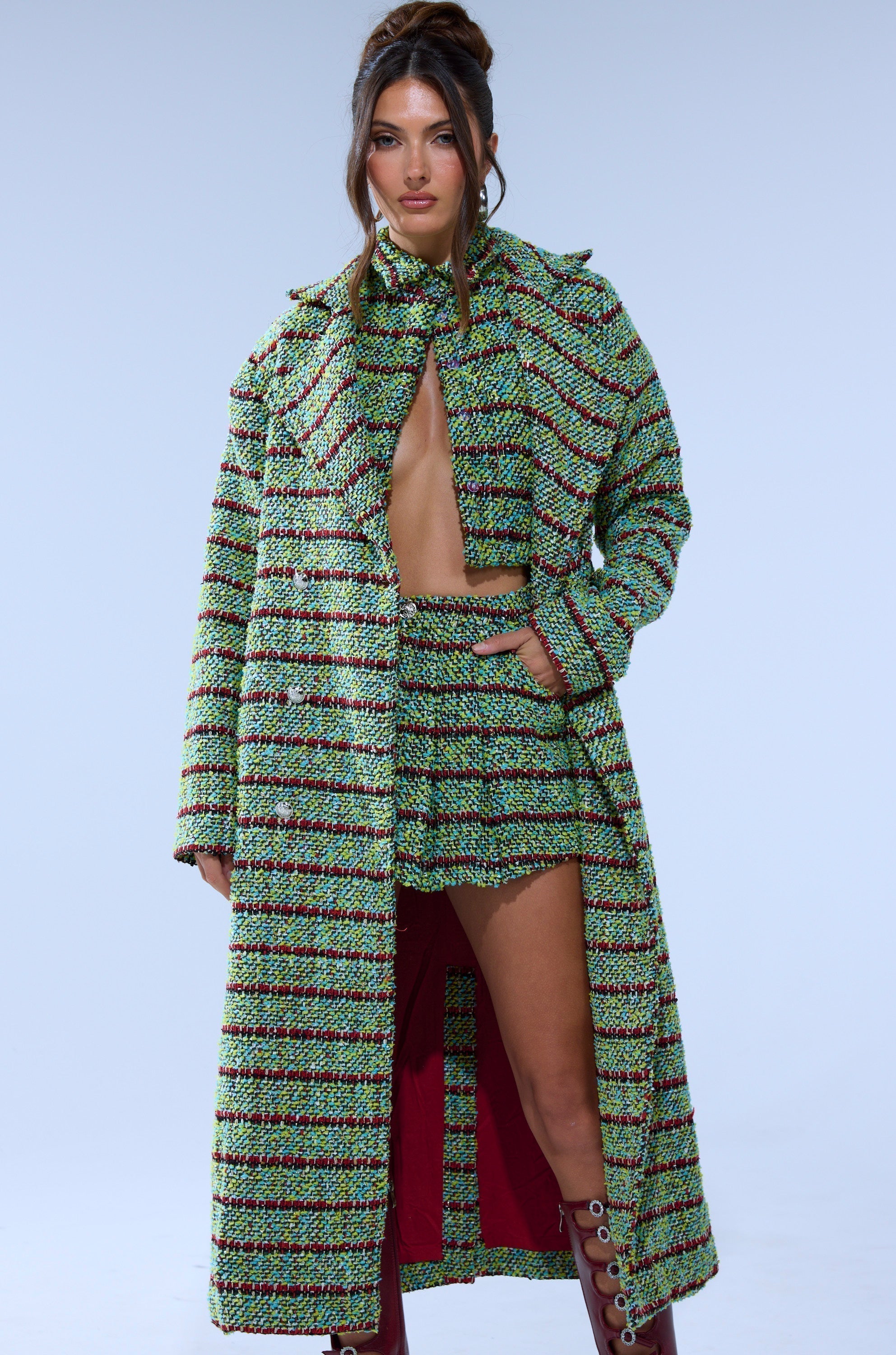 IT'S GIVING LUCK TWEED TRENCH