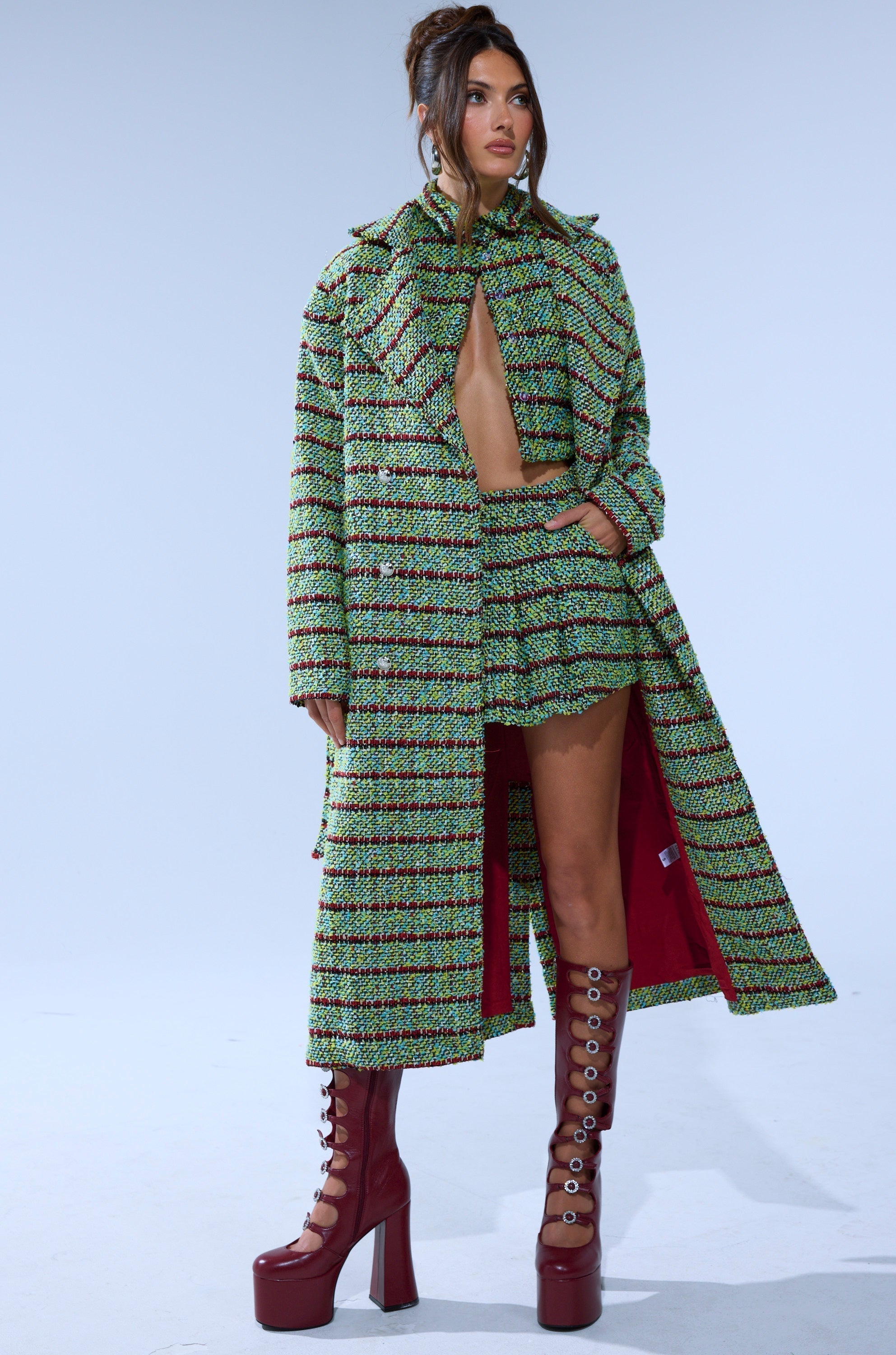 IT'S GIVING LUCK TWEED TRENCH