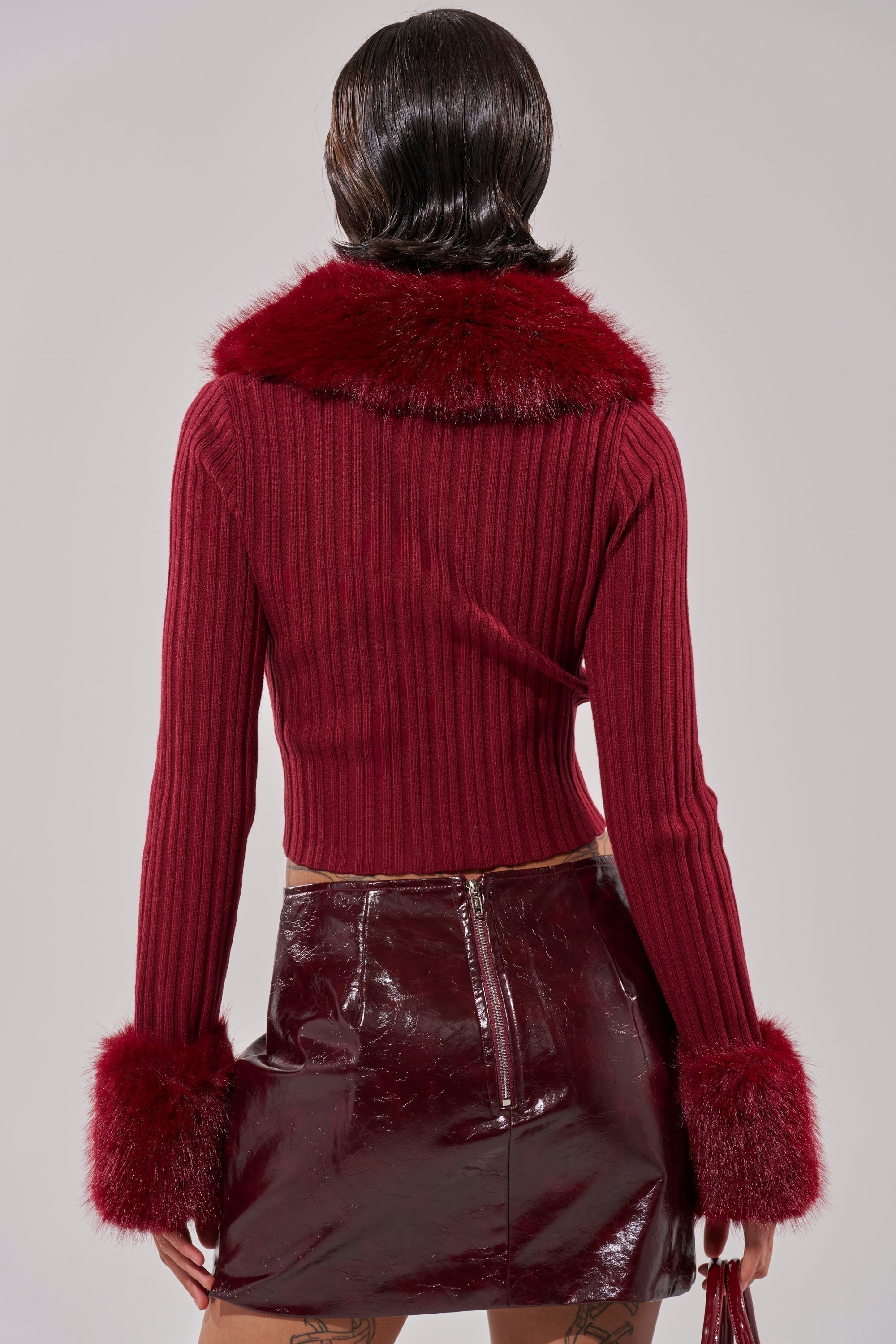 EASE MY MIND CARDIGAN WITH FUR TRIM