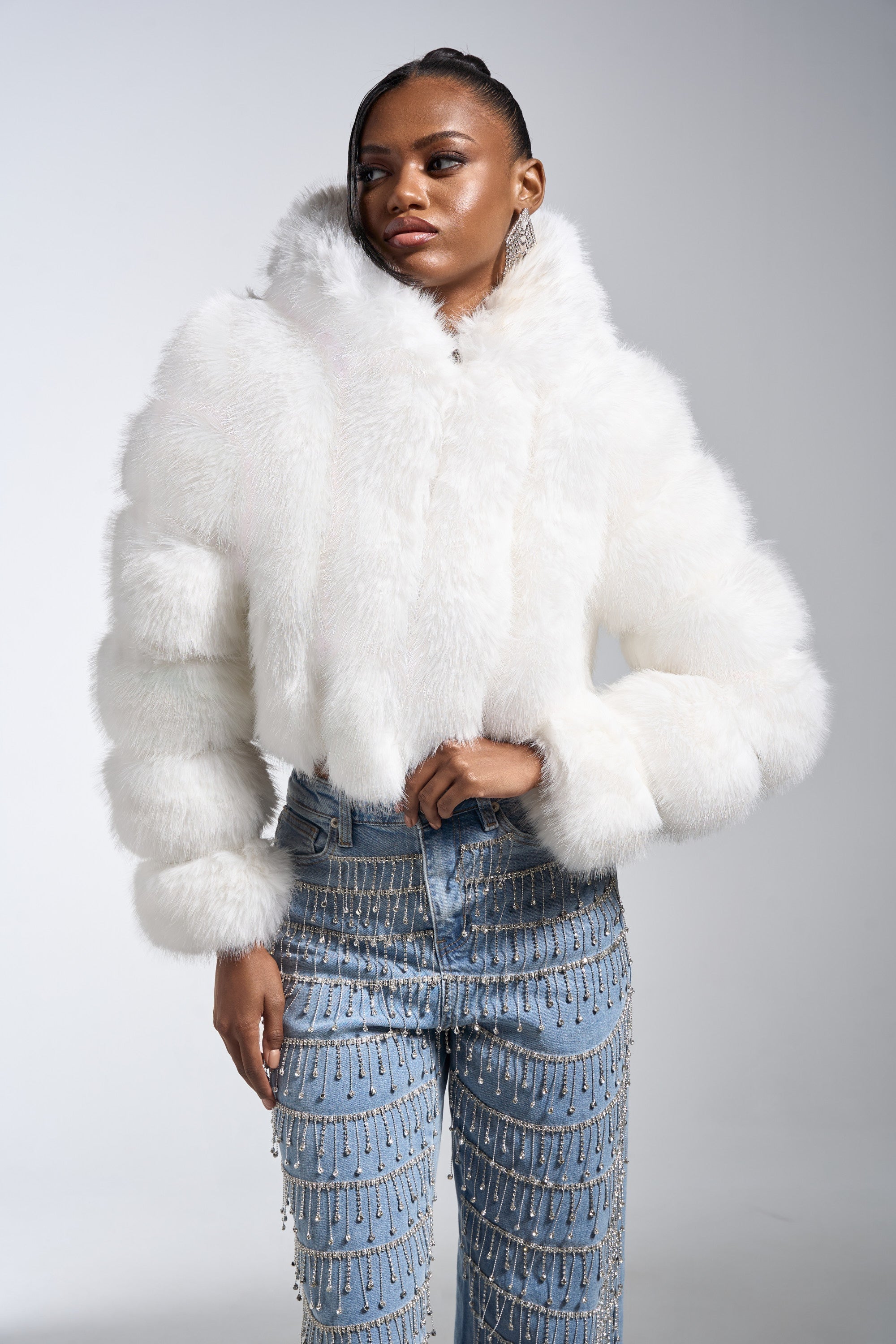 JOLENE FAUX FUR COAT IN WHITE