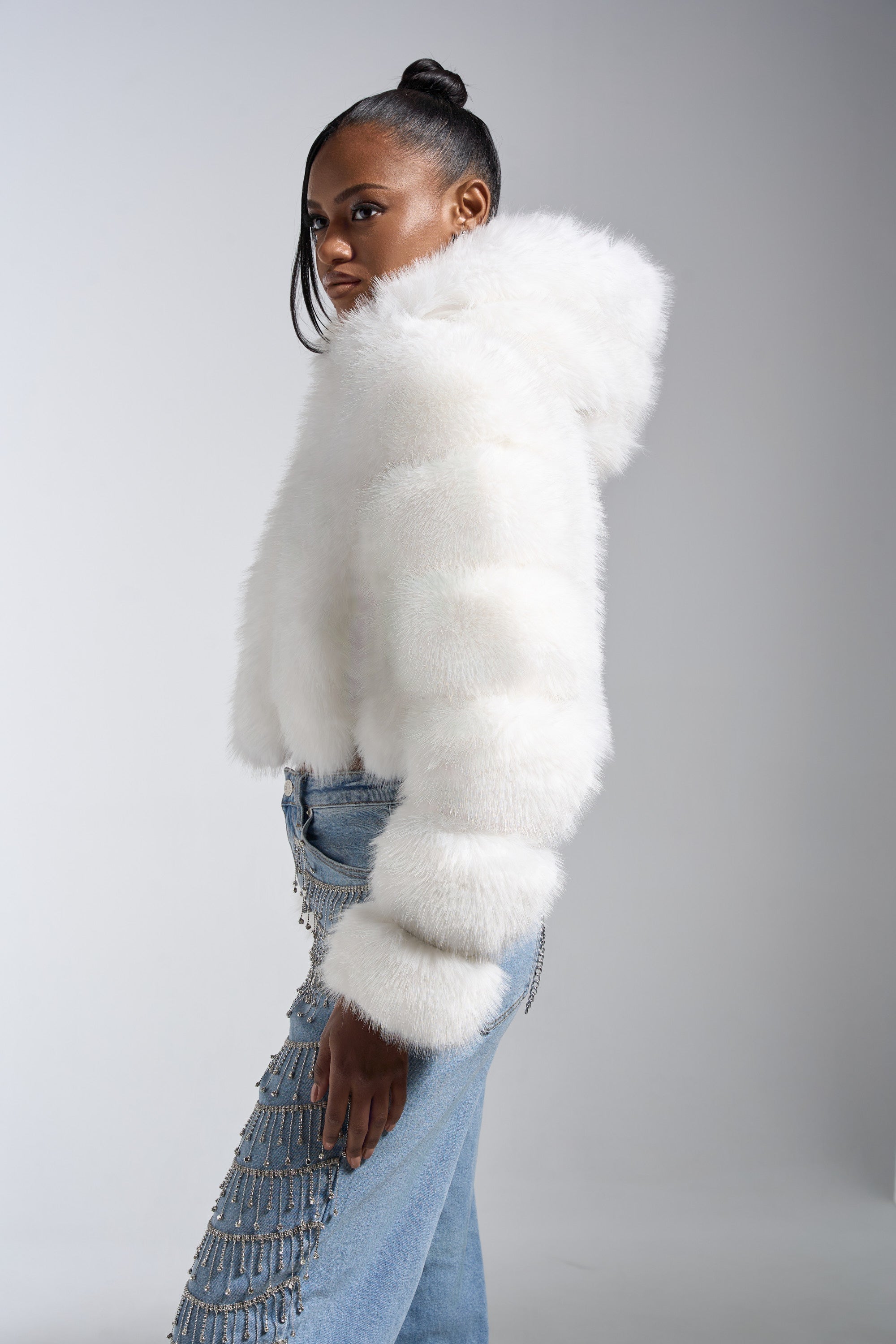 JOLENE FAUX FUR COAT IN WHITE