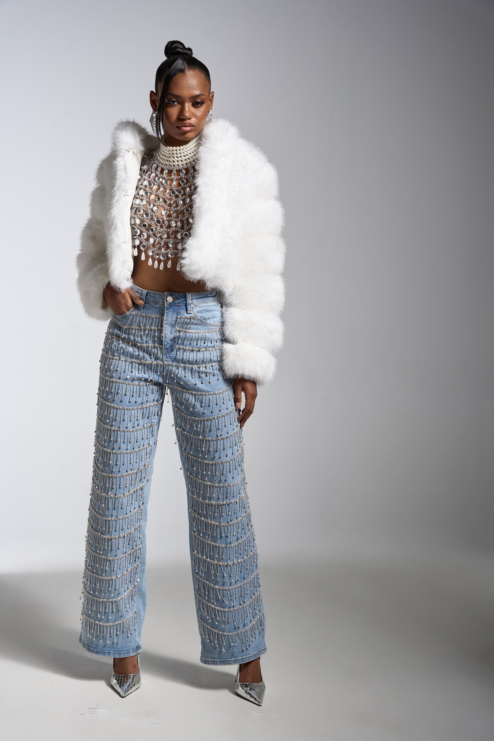 JOLENE FAUX FUR COAT IN WHITE