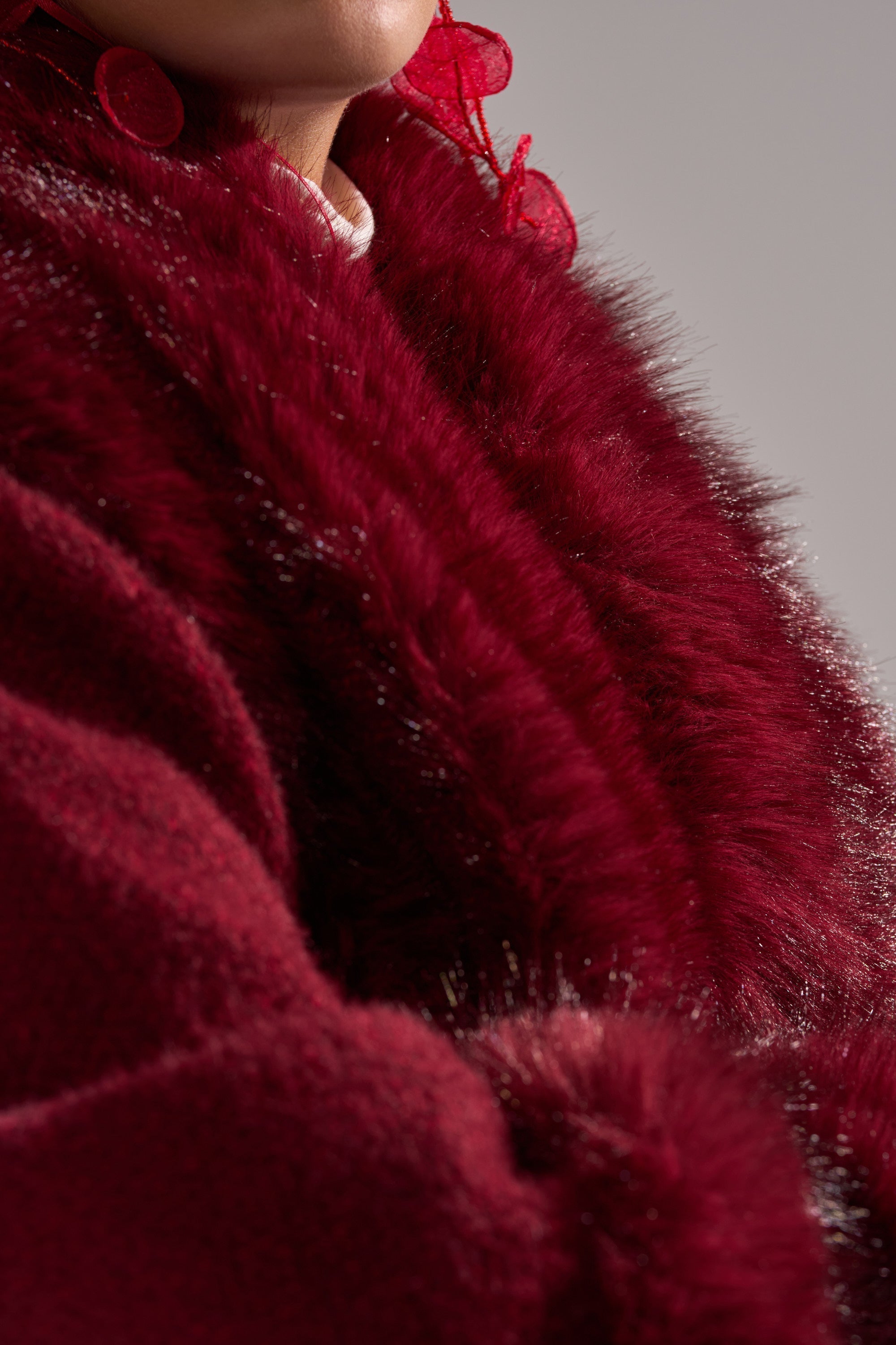 LUXE LIFE FUR CARDIGAN IN BURGUNDY