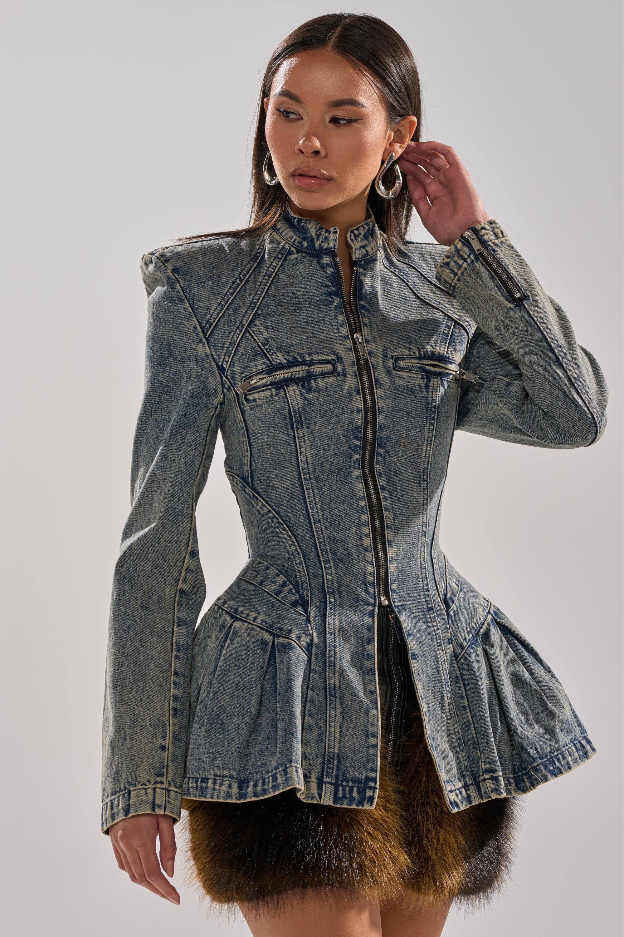 MALLORCA PEPLUM DENIM JACKET