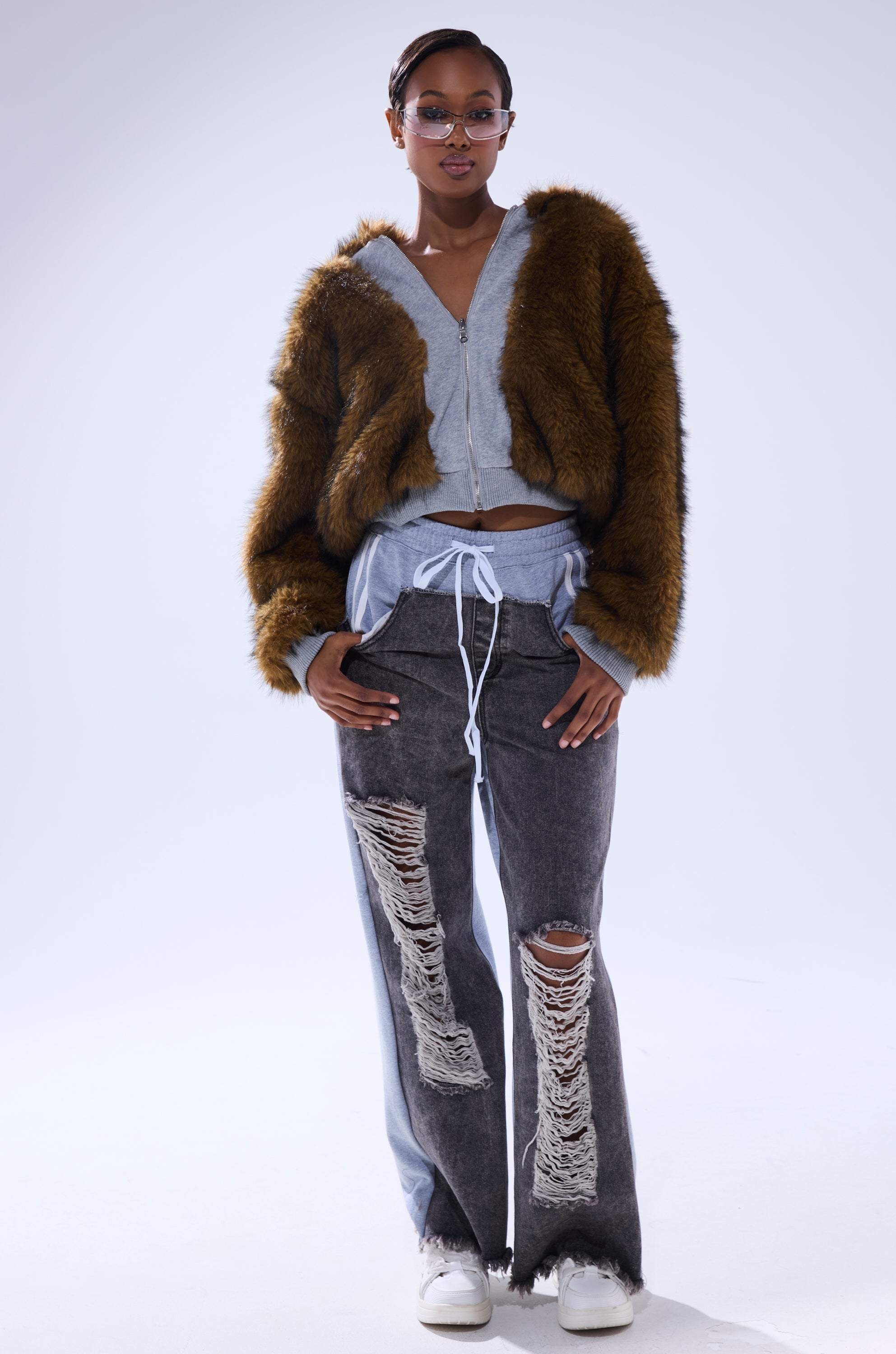 BEST OF BOTH WORLDS REVERSIBLE FUR SWEATSHIRT