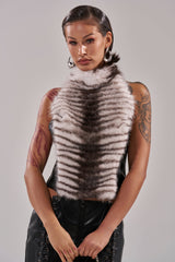 I'M MY OWN SPIRIT ANIMAL MOCK NECK FUR TOP