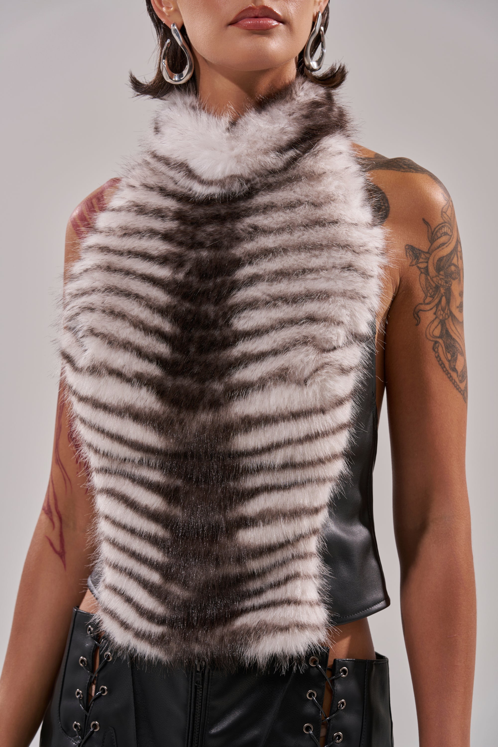 I'M MY OWN SPIRIT ANIMAL MOCK NECK FUR TOP