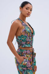 LOGAN JACQUARD LACE UP CORSET TOP