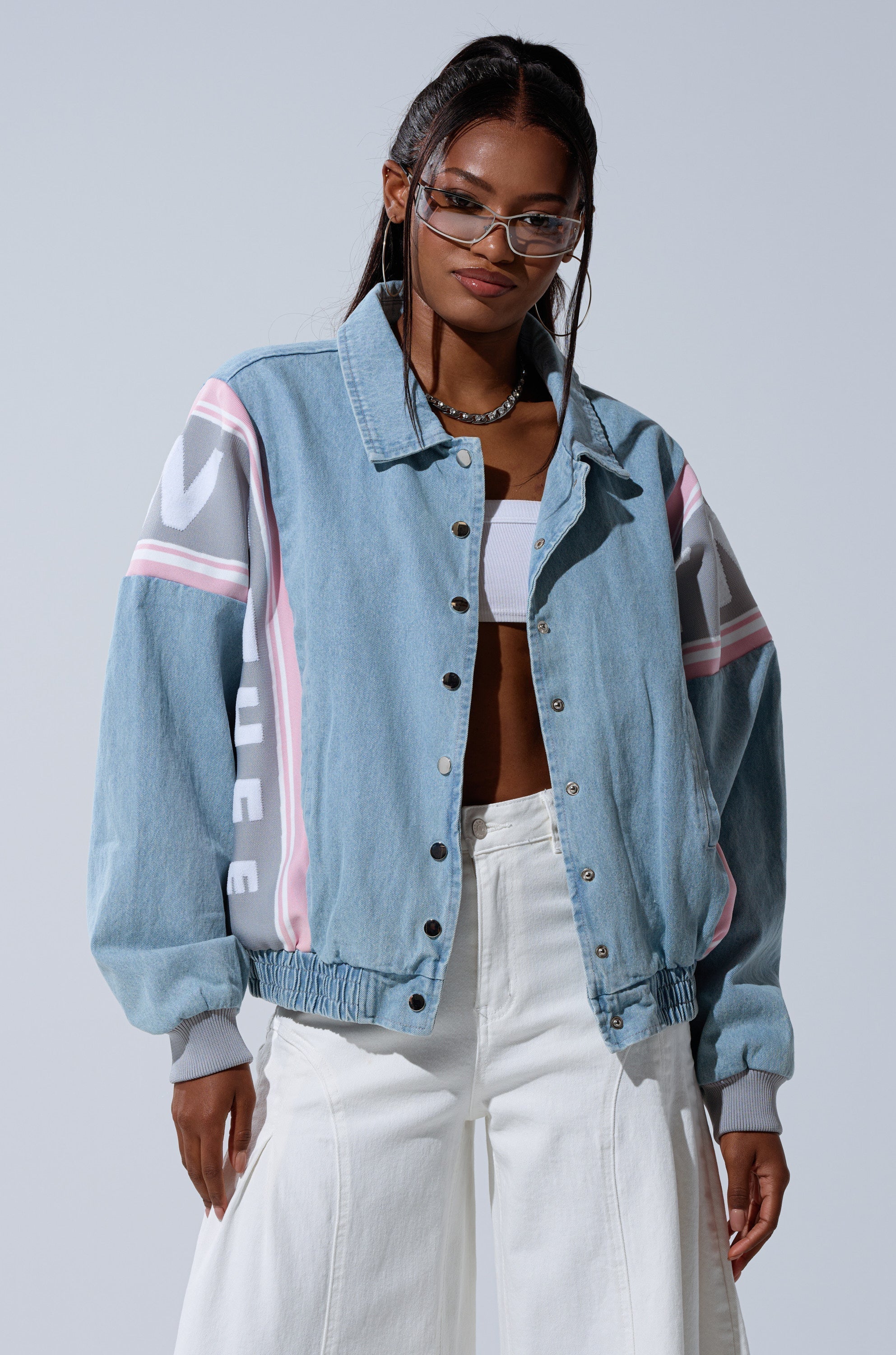 GAME TIME DENIM BOMBER
