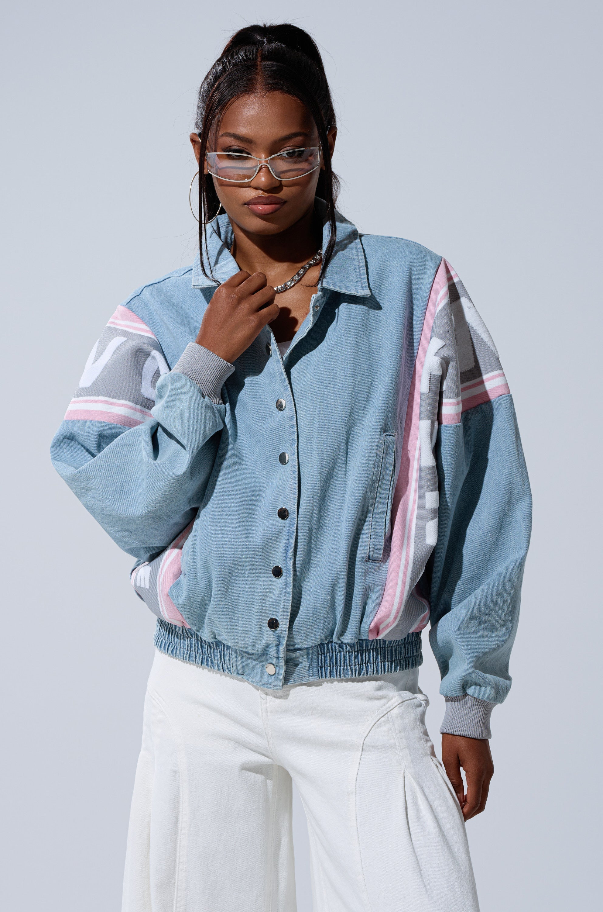 GAME TIME DENIM BOMBER