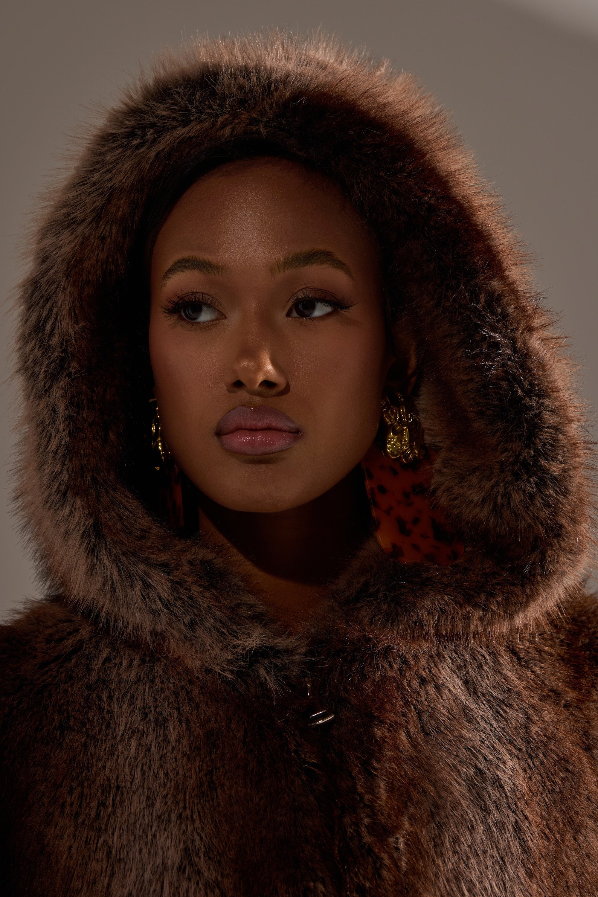 NATURAL INSTINCTS HOODED FUR BOMBER