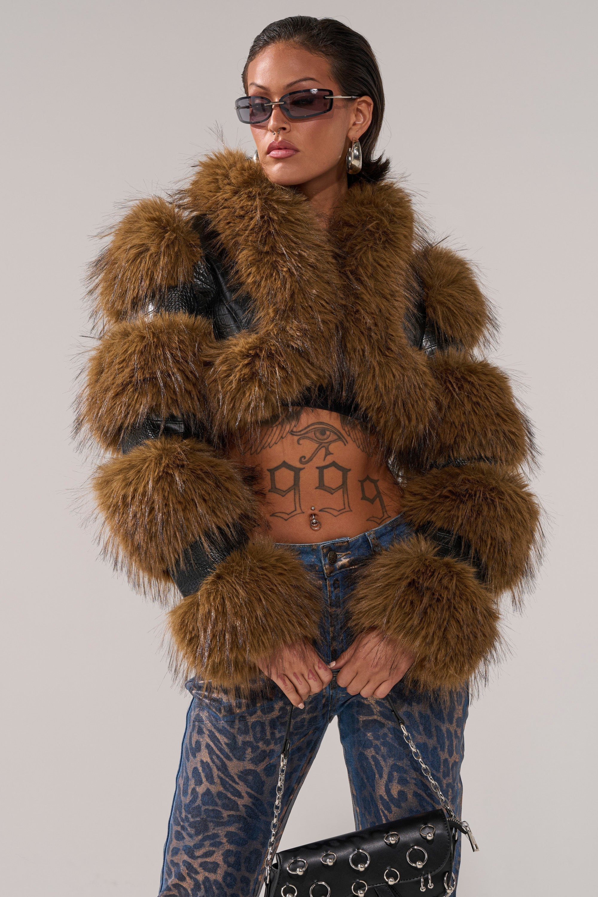 NEW LOVERGIRL ULTRA CROP FUR TRIM MOTO