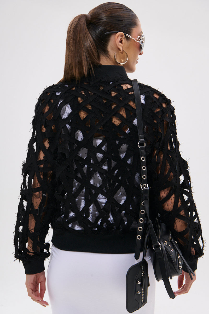 IONA CUTOUT DENIM BOMBER