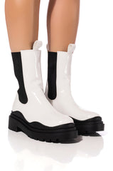 AZALEA WANG GHOSTED FLATFORM CHELSEA BOOT IN BLACK WHITE