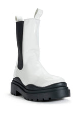 AZALEA WANG GHOSTED FLATFORM CHELSEA BOOT IN BLACK WHITE