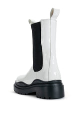 AZALEA WANG GHOSTED FLATFORM CHELSEA BOOT IN BLACK WHITE