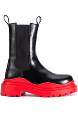 AZALEA WANG GHOSTED FLATFORM CHELSEA BOOT IN RED