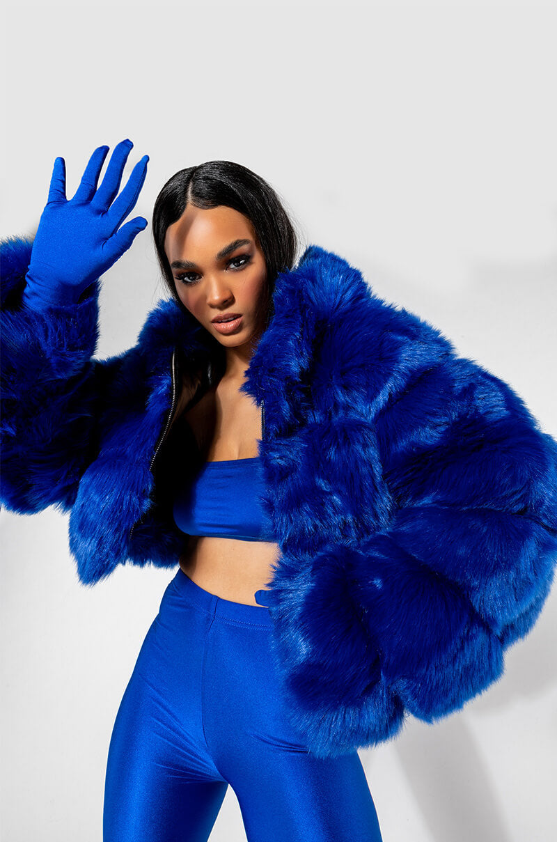 GRACELLE FAUX FUR CROPPED JACKET