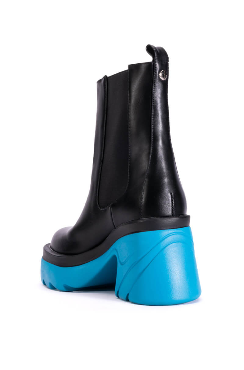 AZALEA WANG PRIMROSE BLUE SOLE CHUNKY BOOTS IN BLACK