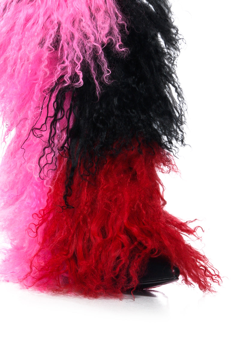 AZALEA WANG SHOOP MOHAIR FUR BOOTIE IN MULTI