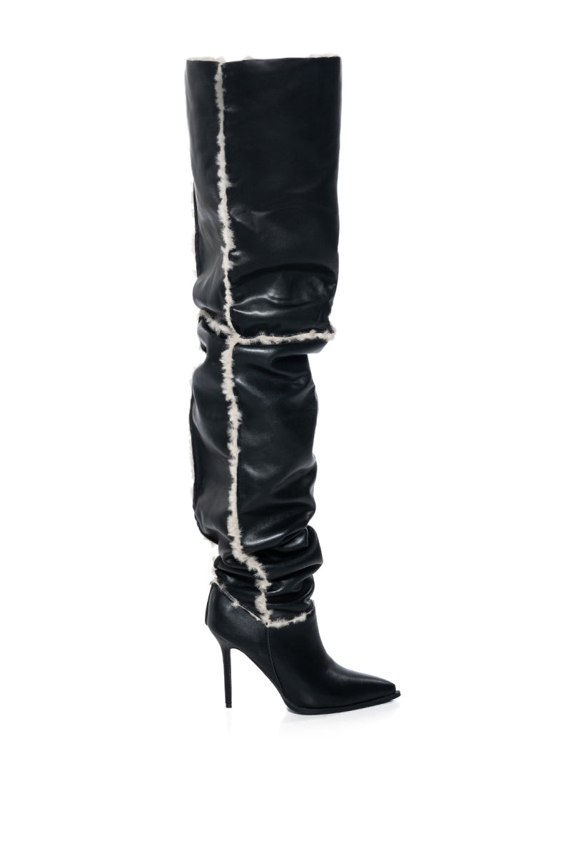 AZALEA WANG SONNET FAUX FUR LINED THIGH HIGH BOOT IN BLACK