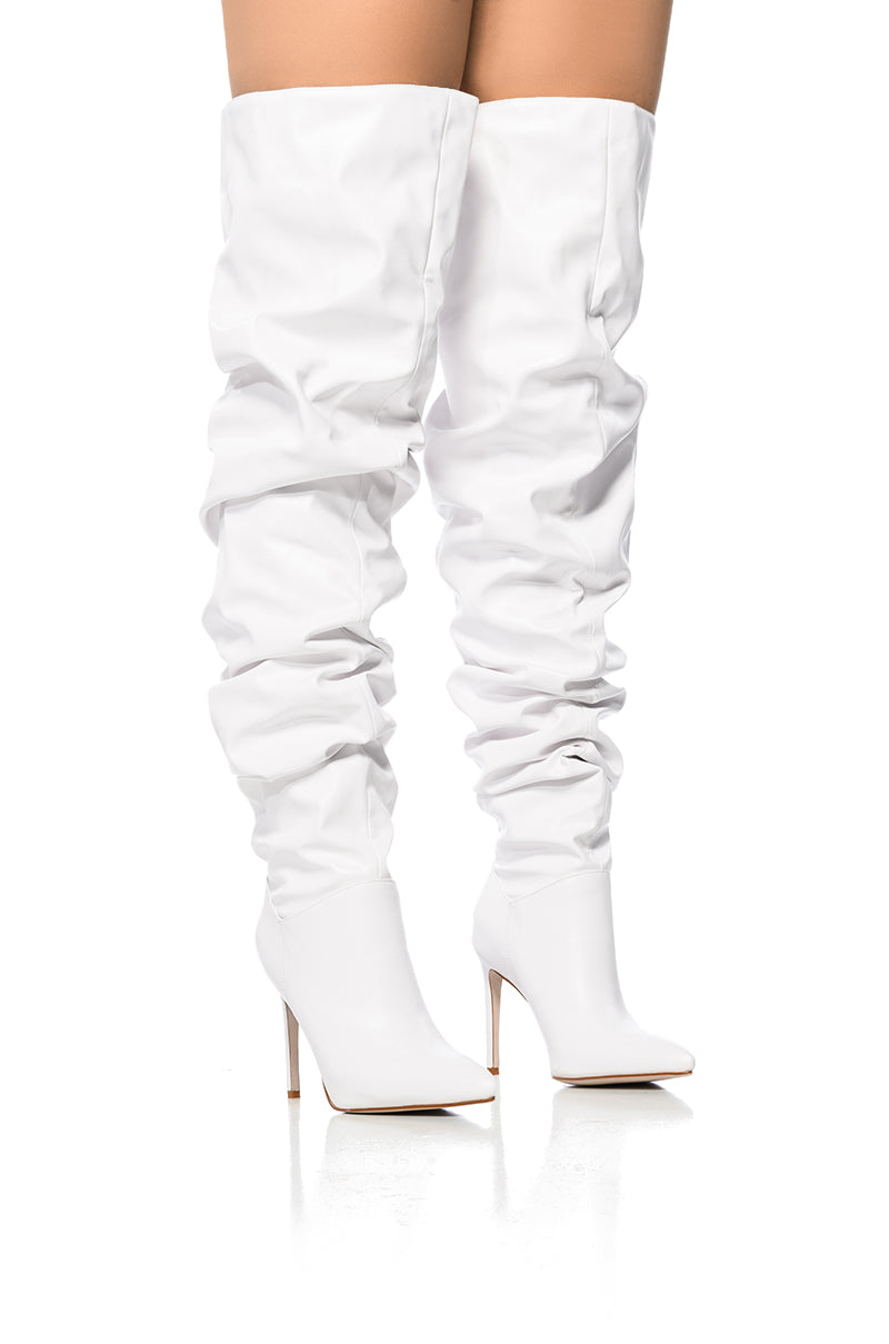 AZALEA WANG TORVI WHITE RUCHED BOOT