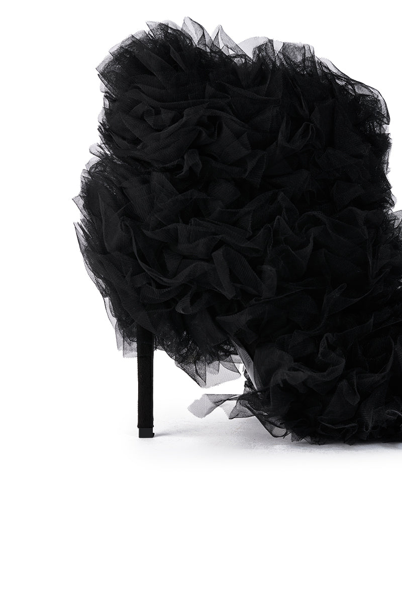 AZALEA WANG TUTU TULLE STILETTO BOOTIE IN BLACK