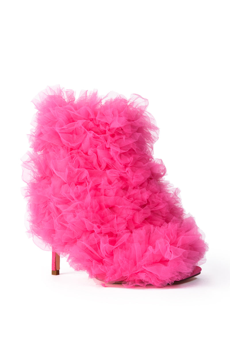 AZALEA WANG TUTU TULLE STILETTO BOOTIE IN FUCHSIA