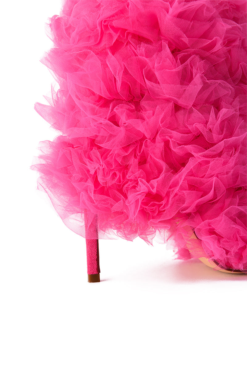 AZALEA WANG TUTU TULLE STILETTO BOOTIE IN FUCHSIA