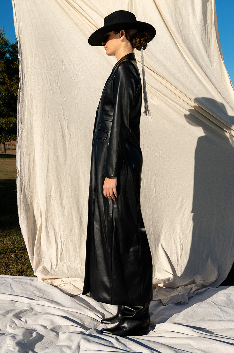 KIM LONG PU TRENCH WITH CHEETAH LINING