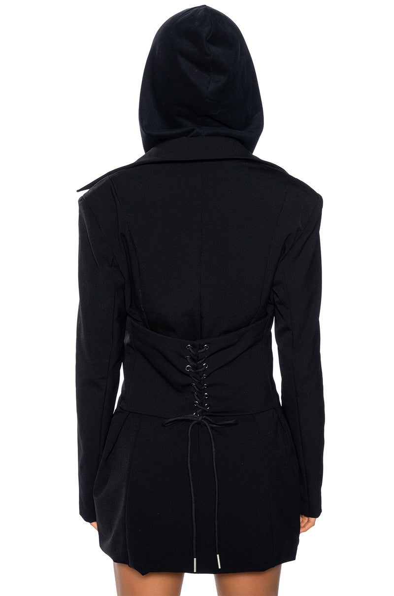BUSINESS PARTY HOODED BLAZER DRESS