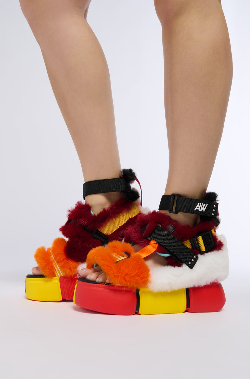 CRANBERRY MULTI FUZZY SANDAL