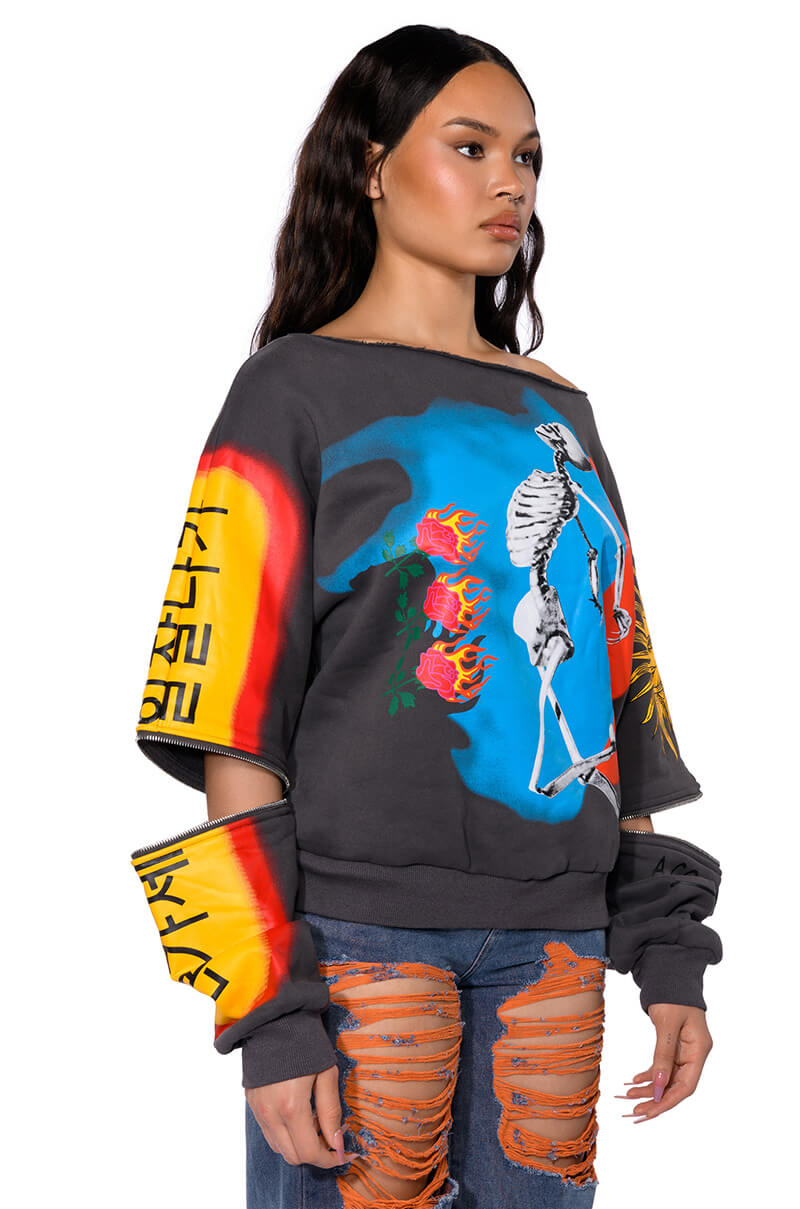 DEEP THOUGHTS OVERSIZED GRAPHIC SWEATSHIRT