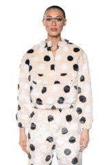DOTTY FAUX FUR OVERSIZED PULLOVER