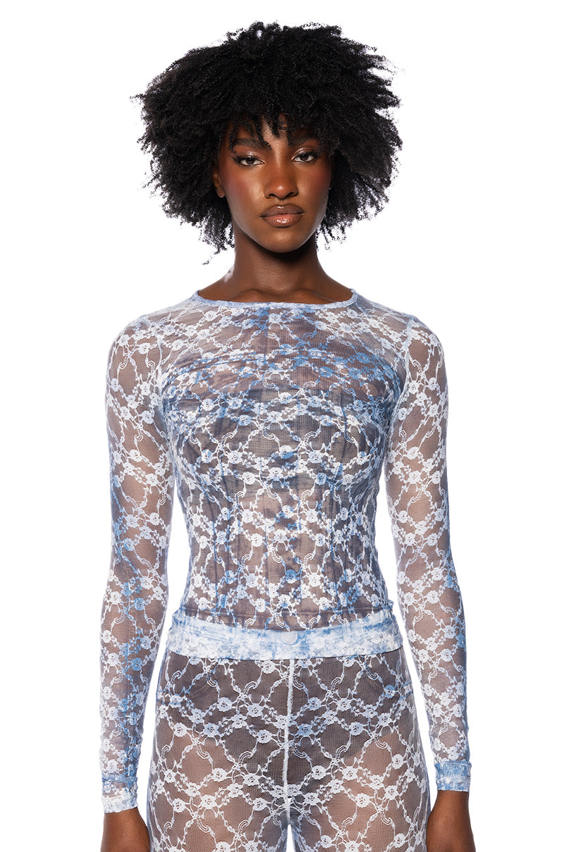 FADED DENIM MESH SET