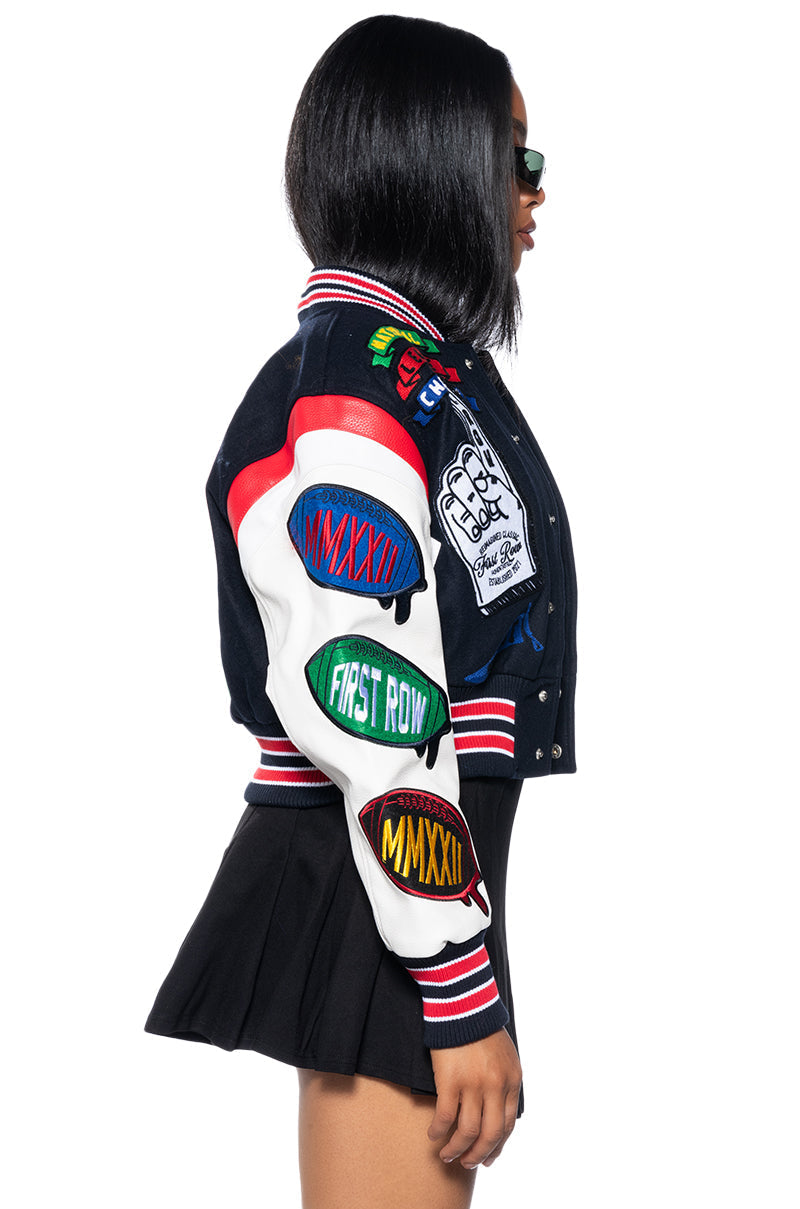 FIRST ROW COLLEGE DROPOUT PATCH BOMBER